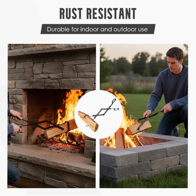 Arenzza durable foldable firewood tongs for safe, easy handling of logs in tools and garden settings.