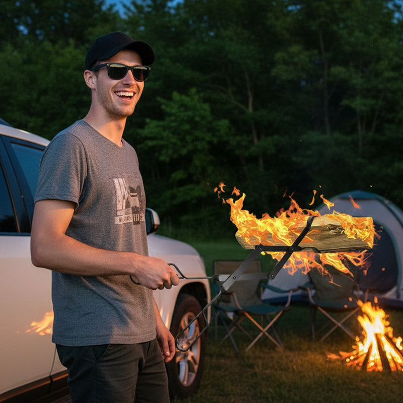 Arenzza durable foldable firewood tongs for safe, easy handling of logs and firewood in tools and garden settings.