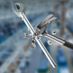 Arenzza door hinge gap adjustment wrench in black, showing its compact design with a handle and wrench head for easy hinge adjustments.