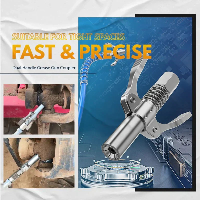 Arenzza high pressure dual handle grease gun coupler for tools and garden maintenance, featuring durable metal construction and easy attachment