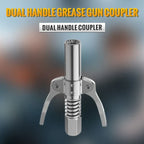 Arenzza high pressure dual handle grease gun coupler for tools and garden maintenance, showing the metal fitting and dual handle design.