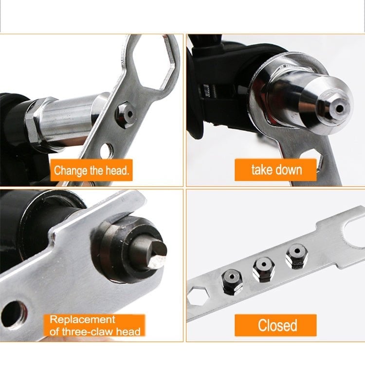 Arenzza pneumatic core-pulling electric drill rivet machine for tools and garden use, showing the drill and rivet attachment on a work surface.