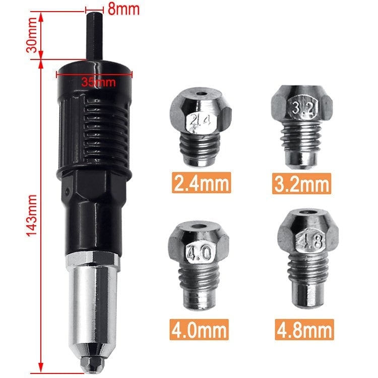 Arenzza pneumatic core-pulling electric drill rivet machine for tools and garden use, with a sturdy metal body and ergonomic handle.