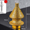 Diamond chamfering bit for angle grinder, Arenzza brand, shown attached to grinder, used for precise edge finishing in tools and garden projects.