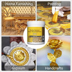 Aarenzza weather-resistant water-based gold paint container, suitable for tools and garden projects, with a gold-colored label.