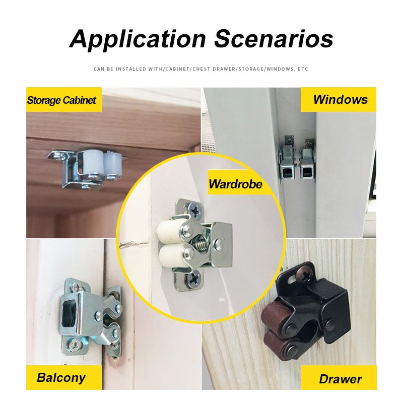Arenzza stainless steel cabinet door snaps, durable tools and garden hardware for secure cabinet closure in a close-up view.