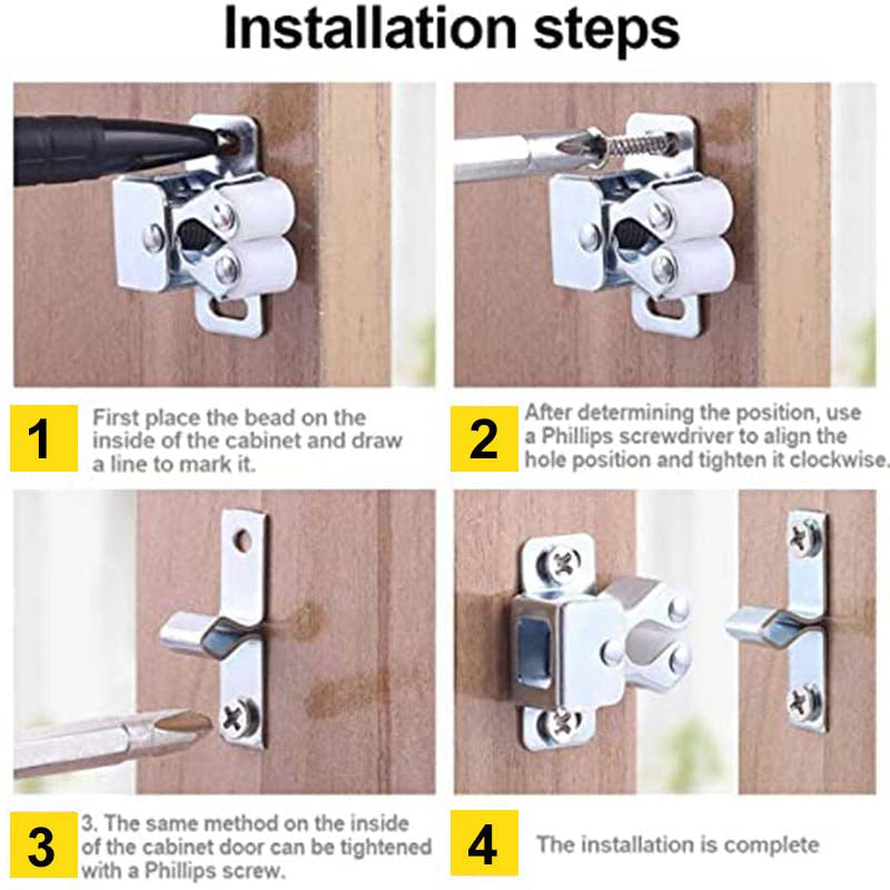 Arenzza stainless steel cabinet door snaps, tools and garden hardware, shown in a close-up image with multiple snaps on a white background.