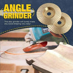 Arenzza premium wood carving disc attached to a grinder, showcasing sharp blades for fast, easy wood removal in woodworking projects.