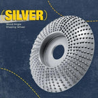 Arenzza premium wood carving disc with sharp blades, attached to a grinder, ready for fast wood removal in woodworking projects.