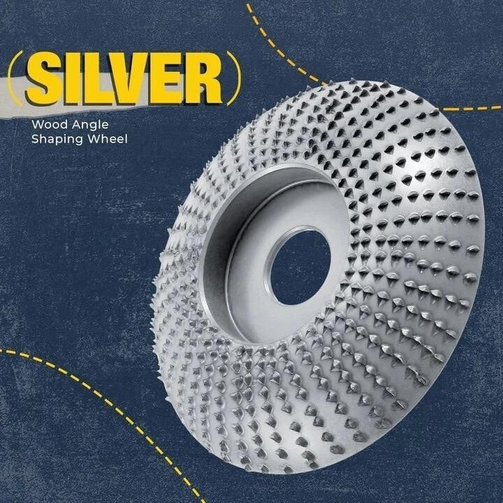 Arenzza premium wood carving disc with sharp blades, attached to a grinder, ready for fast wood removal in woodworking projects.