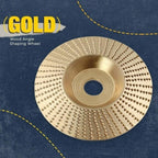 Arenzza premium wood carving disc attached to a grinder, showcasing its sharp cutting edge for fast woodworking and carving tasks.