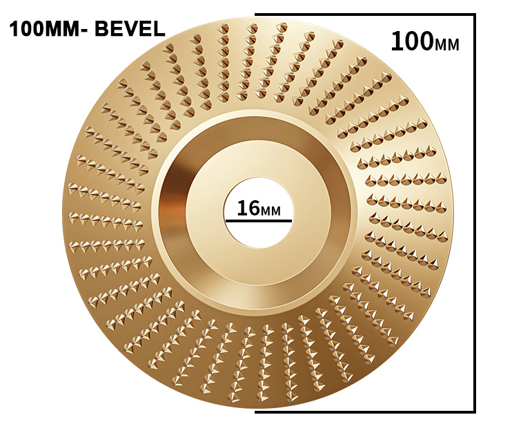 Arenzza premium wood carving disc attached to a grinder, showing sharp cutting edges for fast wood removal in tools and garden projects.