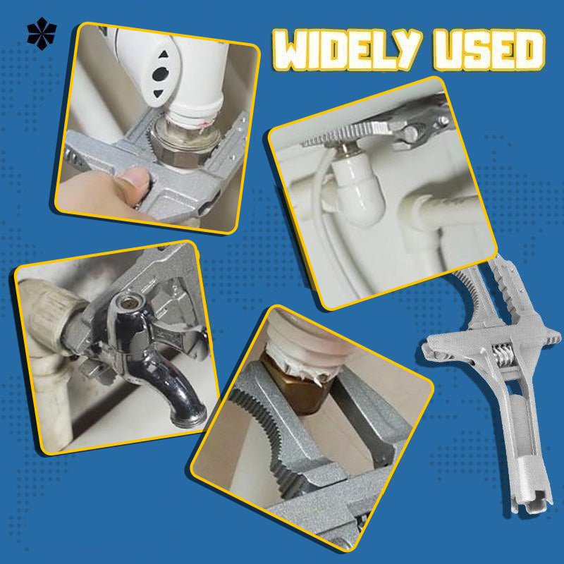Arenzza multifunctional bathroom wrench tool with adjustable handles and various attachments for plumbing and maintenance tasks.