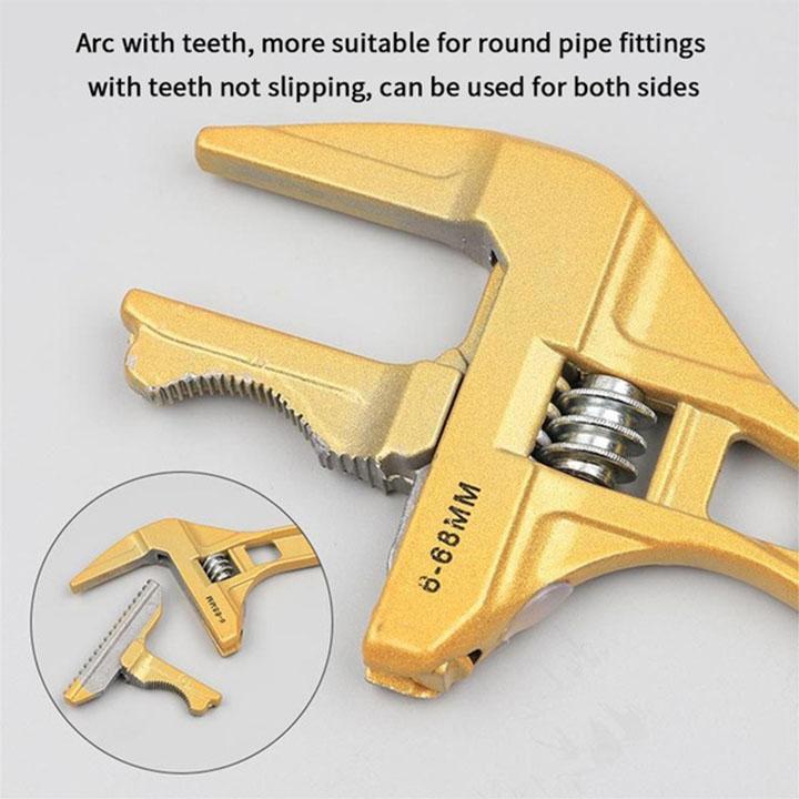 Arenzza multifunctional bathroom wrench tool with adjustable grip and various attachments for plumbing and home repairs.