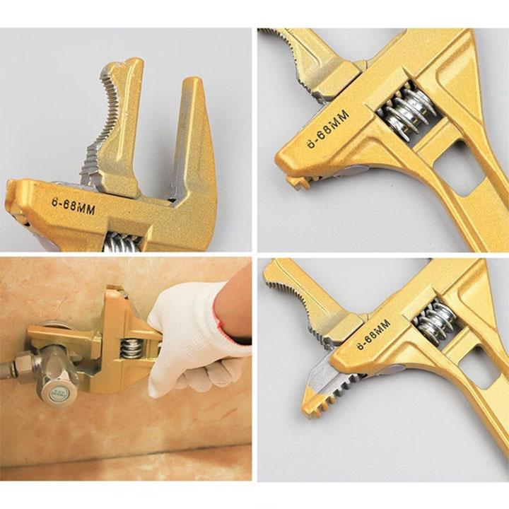Arenzza multifunctional bathroom wrench tool with adjustable grips, used for plumbing repairs and maintenance in bathrooms.