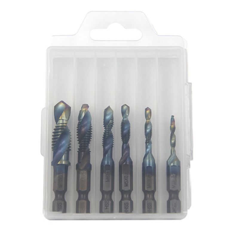 A set of six Arenzza multipurpose spiral tap tools for threading and tapping in tools and garden applications.