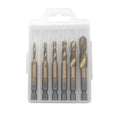 Six-piece Arenzza multipurpose spiral tap set for threading and tapping tasks, shown with various metal taps and handles.