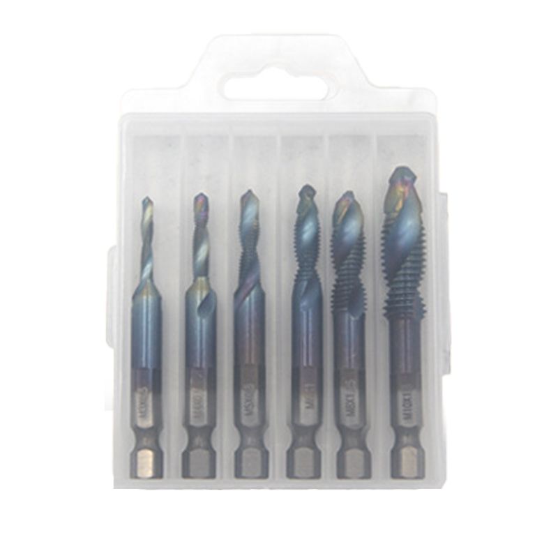 Arenzza 6-piece multipurpose compound spiral tap set for tools and garden, featuring metal taps with threaded designs.