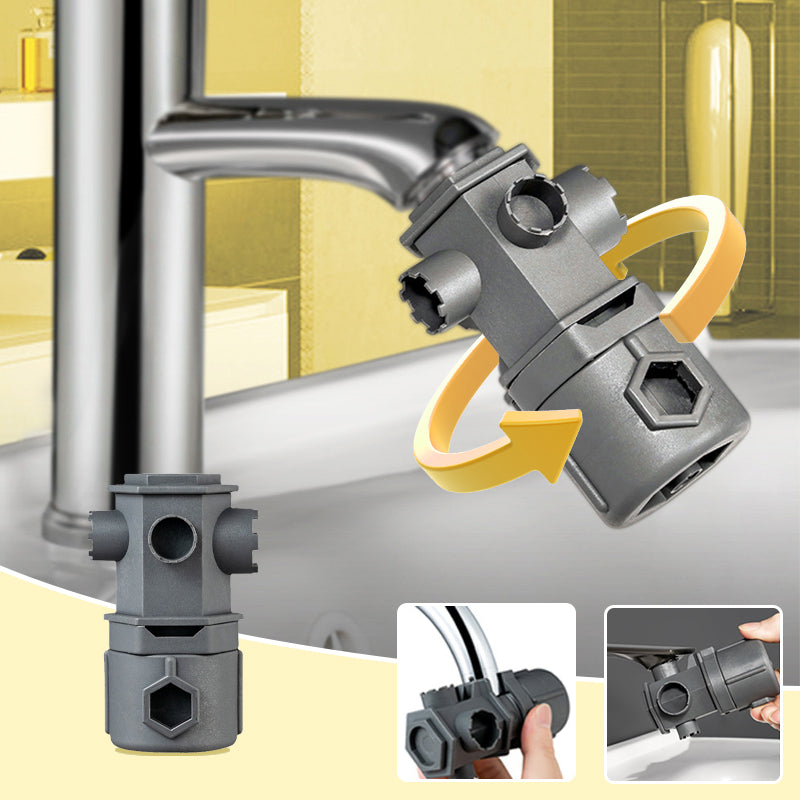 Arenzza all-in-one wrench tool set for faucets, featuring various adjustable wrenches and plumbing tools on a workbench.