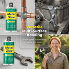 Arenzza high-strength AB metal repair glue in a tube, suitable for tools and garden repairs, displayed on a white background.