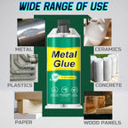 Arenzza high-strength AB metal repair glue in a tube, suitable for tools and garden repairs, with a blue and white label.