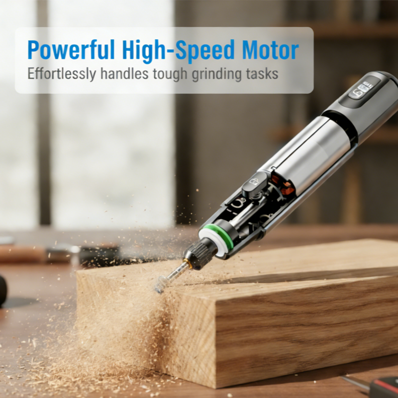 Arenzza portable electric polishing and grinding kit for tools and garden projects, featuring multiple attachments and compact design.