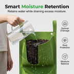 Arenzza vertical planter bags for space-saving gardening, shown hanging with green plants in a tools and garden setting.