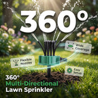 Arenzza 360° garden irrigation sprinkler with adjustable nozzle for lawn, flower beds, and crops, water-saving tool.