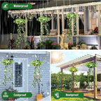 Aarenza solar hanging grass light with realistic foliage, warm white glow, weatherproof IP65 garden lighting for outdoor decoration.