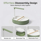 Arenzza electric bird bath with shower and perch, garden tool featuring a water basin and bird perch for outdoor bird bathing.