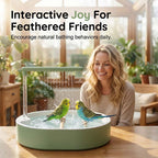 Arenzza electric bird bath with shower and perch, featuring a compact garden tool with water basin and bird perch.