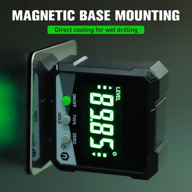 Arenzza IP54 waterproof magnetic digital angle gauge with digital display, used for precise angle measurements in tools and garden projects.