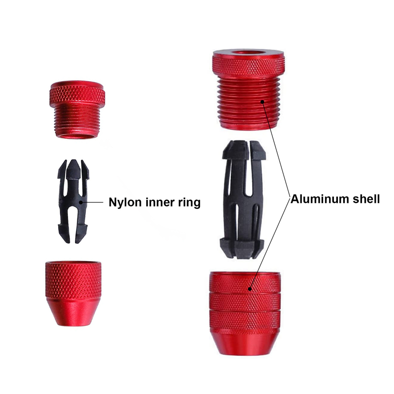 Arenzza aluminum alloy quick change drill bit adapter for tools and garden use, showing the compact, lightweight design and metal construction.
