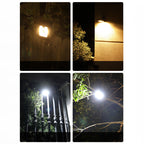 Arenzza outdoor solar clip light with motion sensor installed on a garden wall, providing illumination for outdoor spaces.