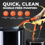 Arenzza battery-powered liquid transfer pump with auto-stop, designed for safe siphoning of fuel, water, and oils.