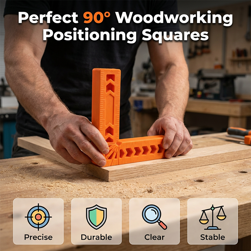 Arenzza 90-degree carpenter's square set for precise alignment, featuring metal tools with clear measurement markings.