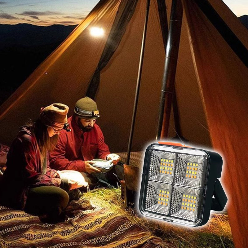Arenzza portable solar work light with four adjustable lighting modes, ideal for tools and garden tasks in outdoor settings.