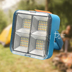 Arenzza portable solar work light with four lighting modes, compact design, and adjustable brightness for outdoor tools and garden use.