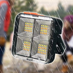 Arenzza portable solar work light with four lighting modes, featuring a compact design and adjustable brightness for tools and garden use.