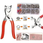 Arenzza metal snap buttons with fastener pliers tool kit for fabric and leather crafts, featuring various snap button sizes and tools.