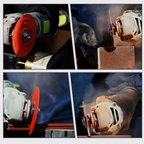 Arenzza multifunctional ceramic tile trimming and rock slab cutting and grinding discs, shown with metal and stone surfaces.