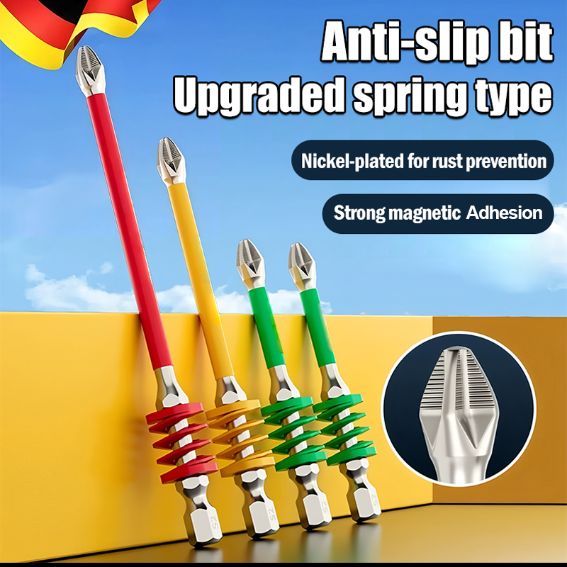 Arenzza anti-slip magnetic Phillips screwdriver bit with spring, designed for tools and garden use, featuring a durable metal construction.