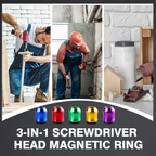 Arenzza 3-in-1 screwdriver head with magnetic ring, versatile tool for various screw types, shown with interchangeable tips.