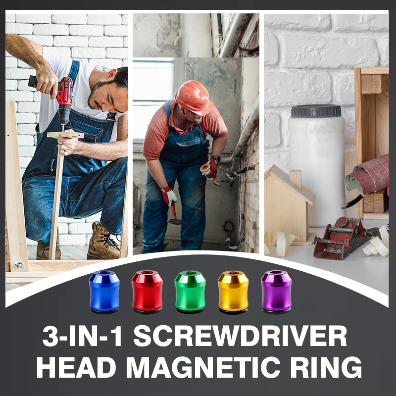 Arenzza 3-in-1 screwdriver head with magnetic ring, versatile tool for various screw types, shown with interchangeable tips.