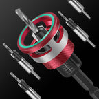 Arenzza 4-piece wood countersink drill bit set with depth stop, showing metal drill bits with black and silver finish.