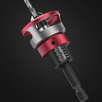 Arenzza 4-piece wood countersink drill bit set with depth stop, showing metal drill bits with black and silver finish.