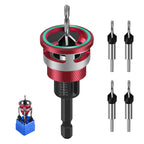 Arenzza 4-piece wood countersink drill bit set with depth stop, showcasing metal drill bits for woodworking projects.