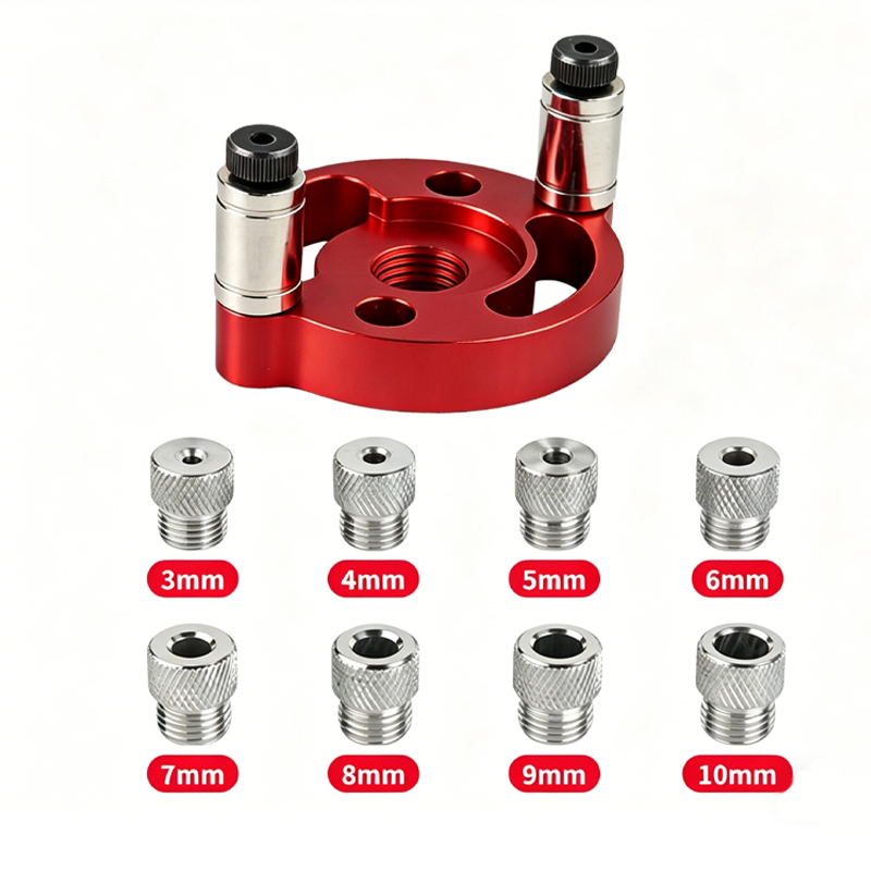 Arenzza Self-Centering Dowel Jig Kit for precise woodworking and perfect wood joints, featuring drill guide and adjustable components.