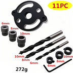 Arenzza self-centering dowel jig kit for precision woodworking and perfect wood joints, featuring adjustable drilling guides and clamps.