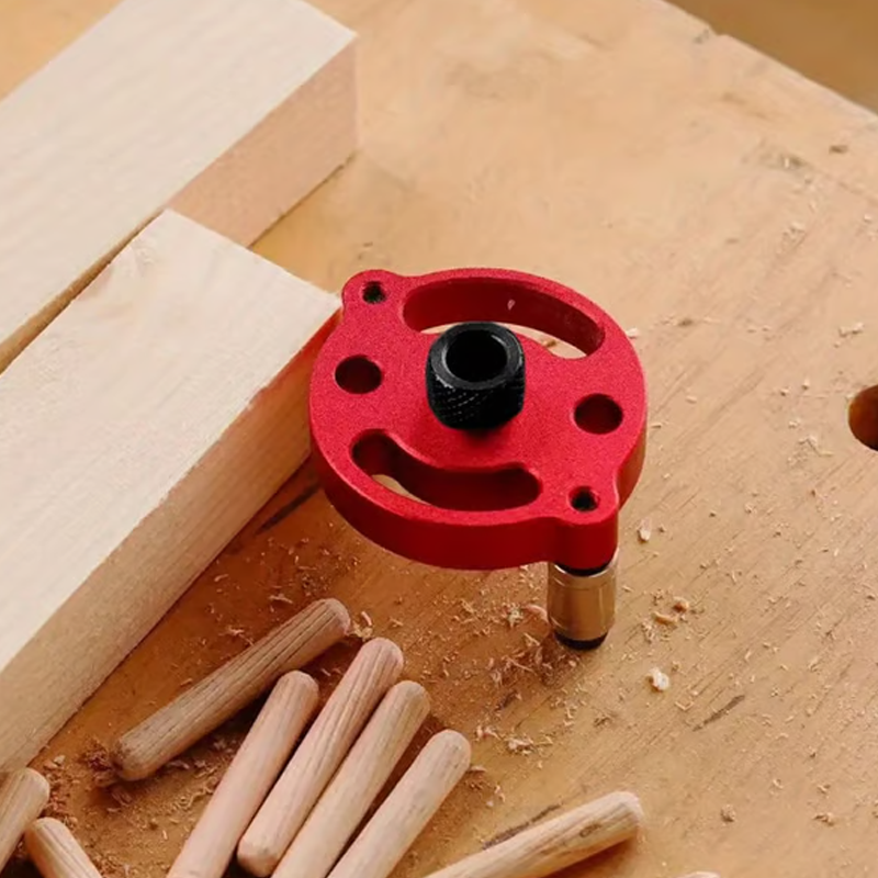 Arenzza self-centering dowel jig kit for precision drilling and perfect wood joints in woodworking projects.